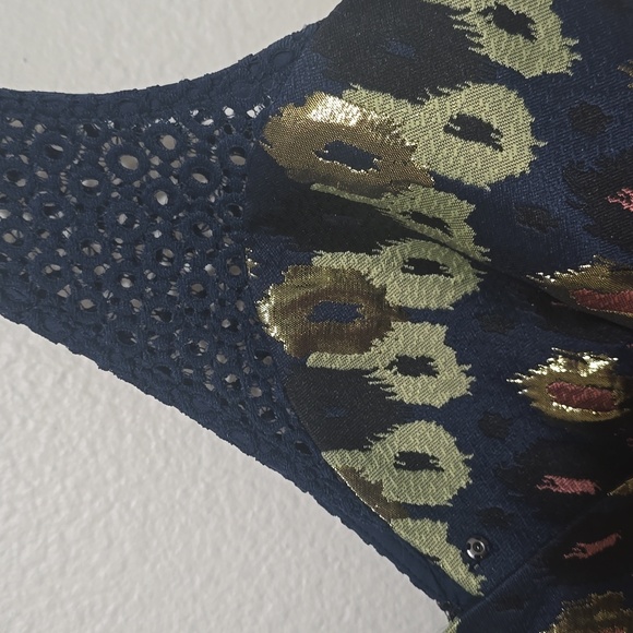 “HD IN PARIS” ANTHROPOLOGIE Metallic Jacquard Top 4 - Picture 2 of 9